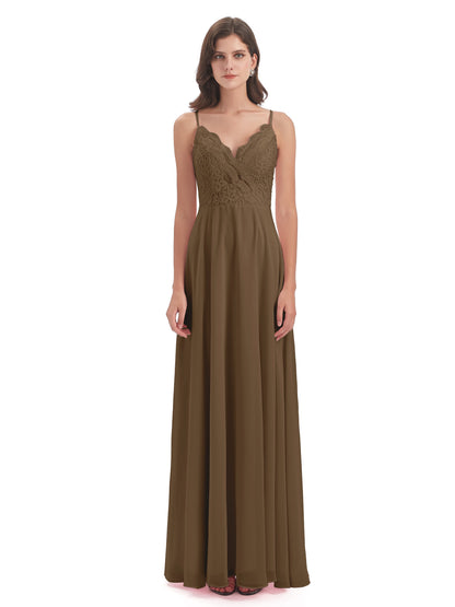 Alisa Spaghetti Straps Lace Bridesmaid Dresses