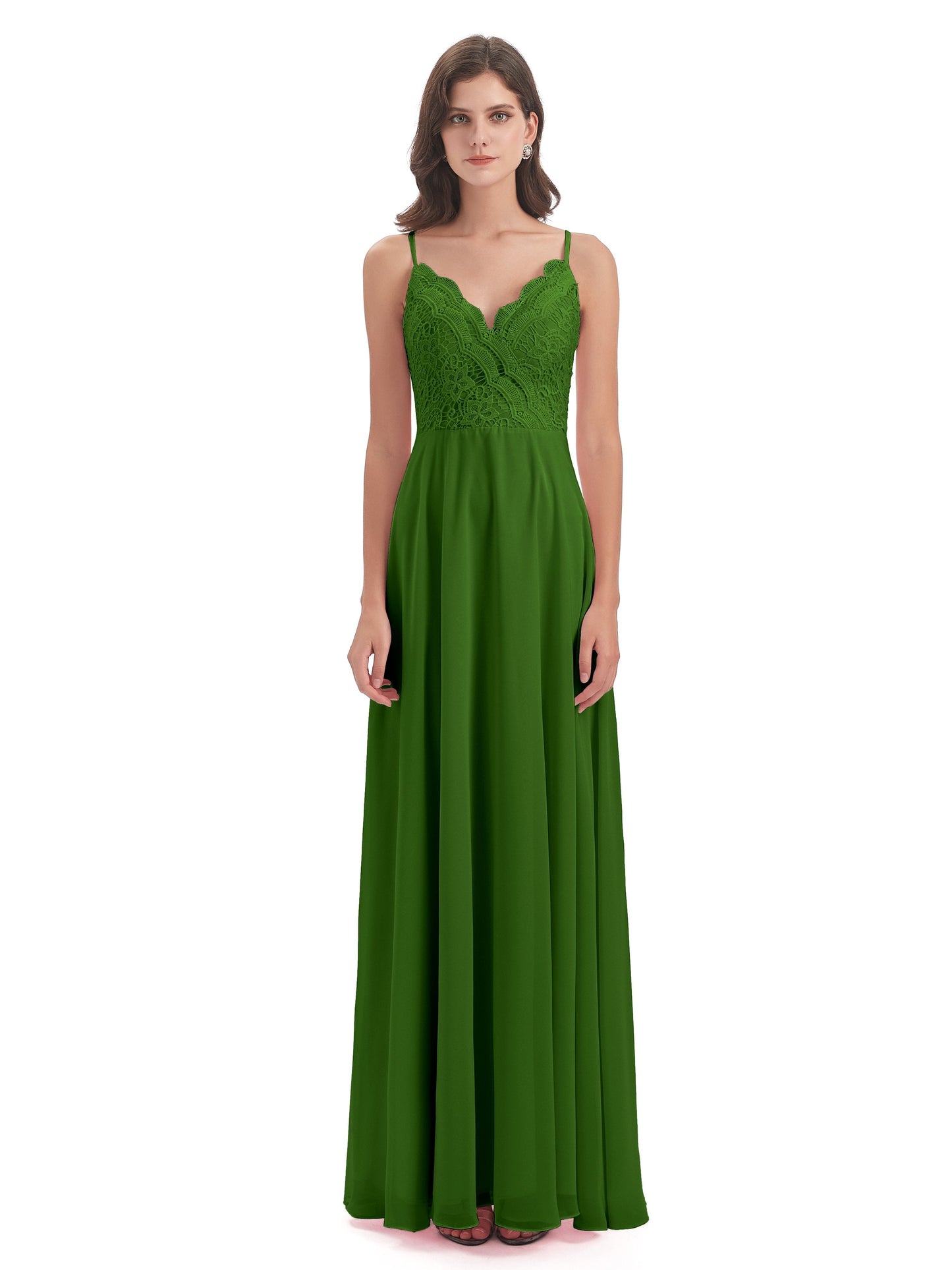 Alisa Spaghetti Straps Lace Bridesmaid Dresses