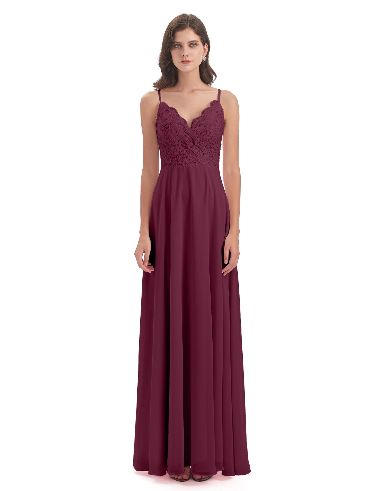 Alisa Spaghetti Straps Lace Bridesmaid Dresses