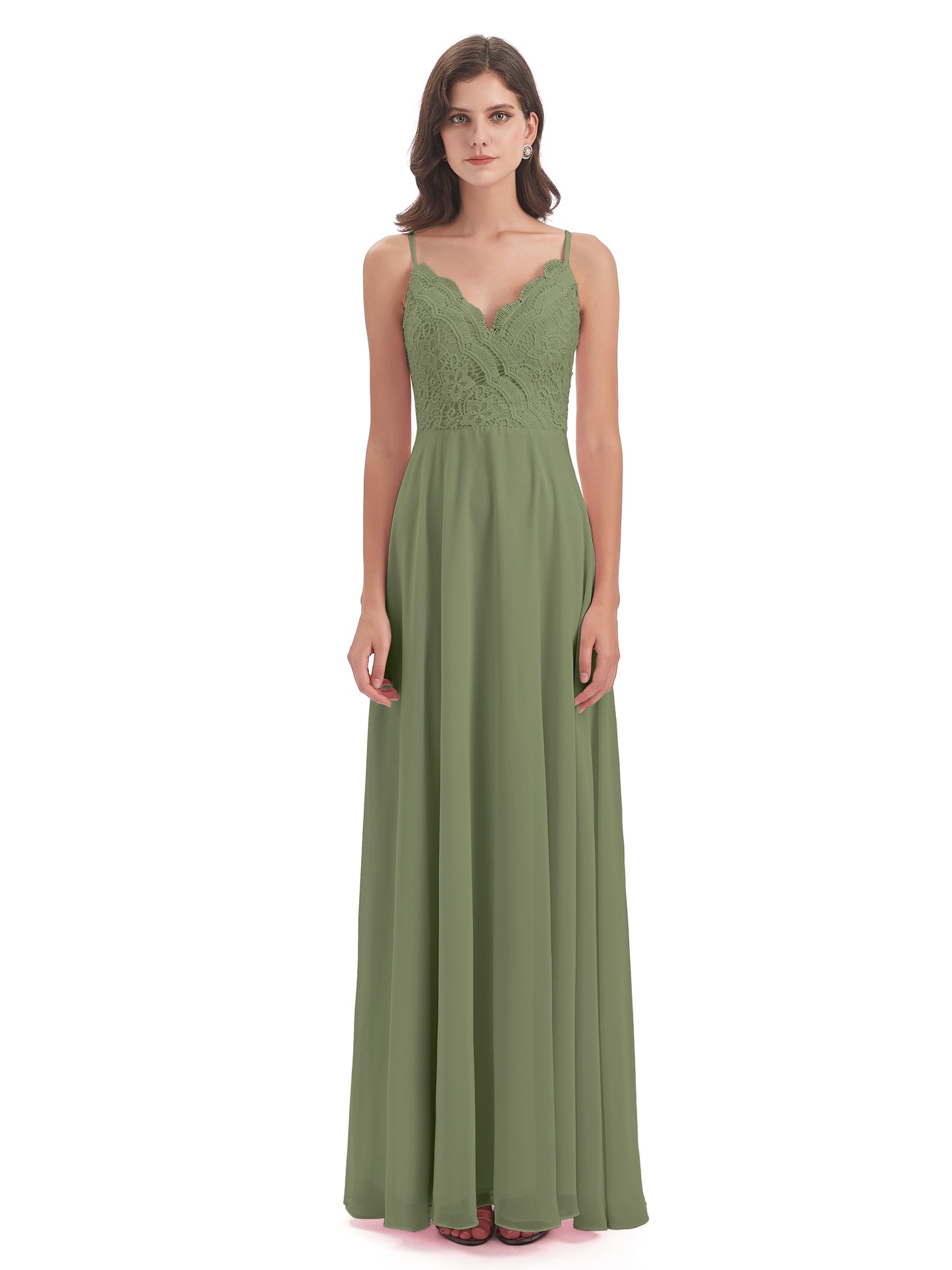 Alisa Spaghetti Straps Lace Bridesmaid Dresses