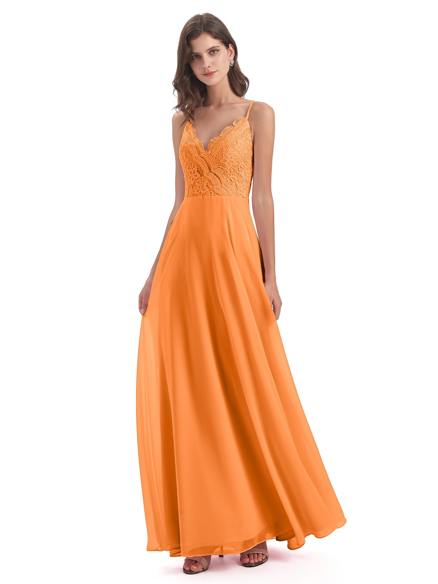 Alisa Spaghetti Straps Lace Bridesmaid Dresses