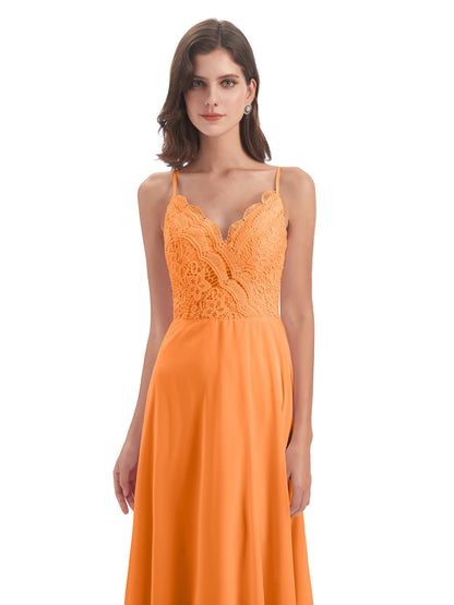 Alisa Spaghetti Straps Lace Bridesmaid Dresses