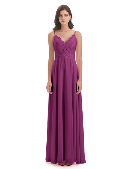 Alisa Spaghetti Straps Lace Bridesmaid Dresses