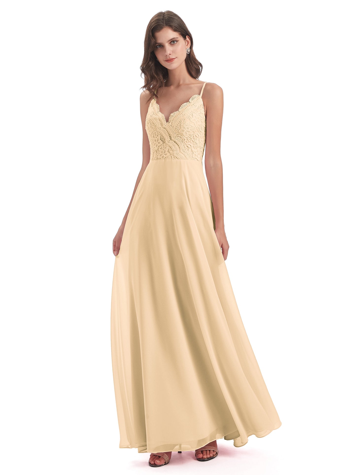 Alisa Spaghetti Straps Lace Bridesmaid Dresses