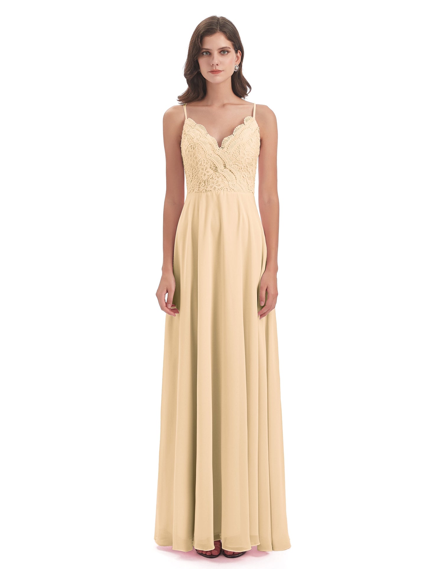 Alisa Spaghetti Straps Lace Bridesmaid Dresses
