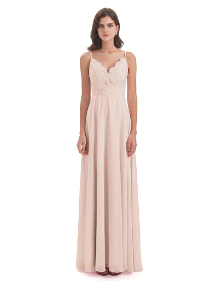 Alisa Spaghetti Straps Lace Bridesmaid Dresses