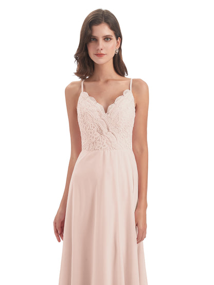 Alisa Spaghetti Straps Lace Bridesmaid Dresses