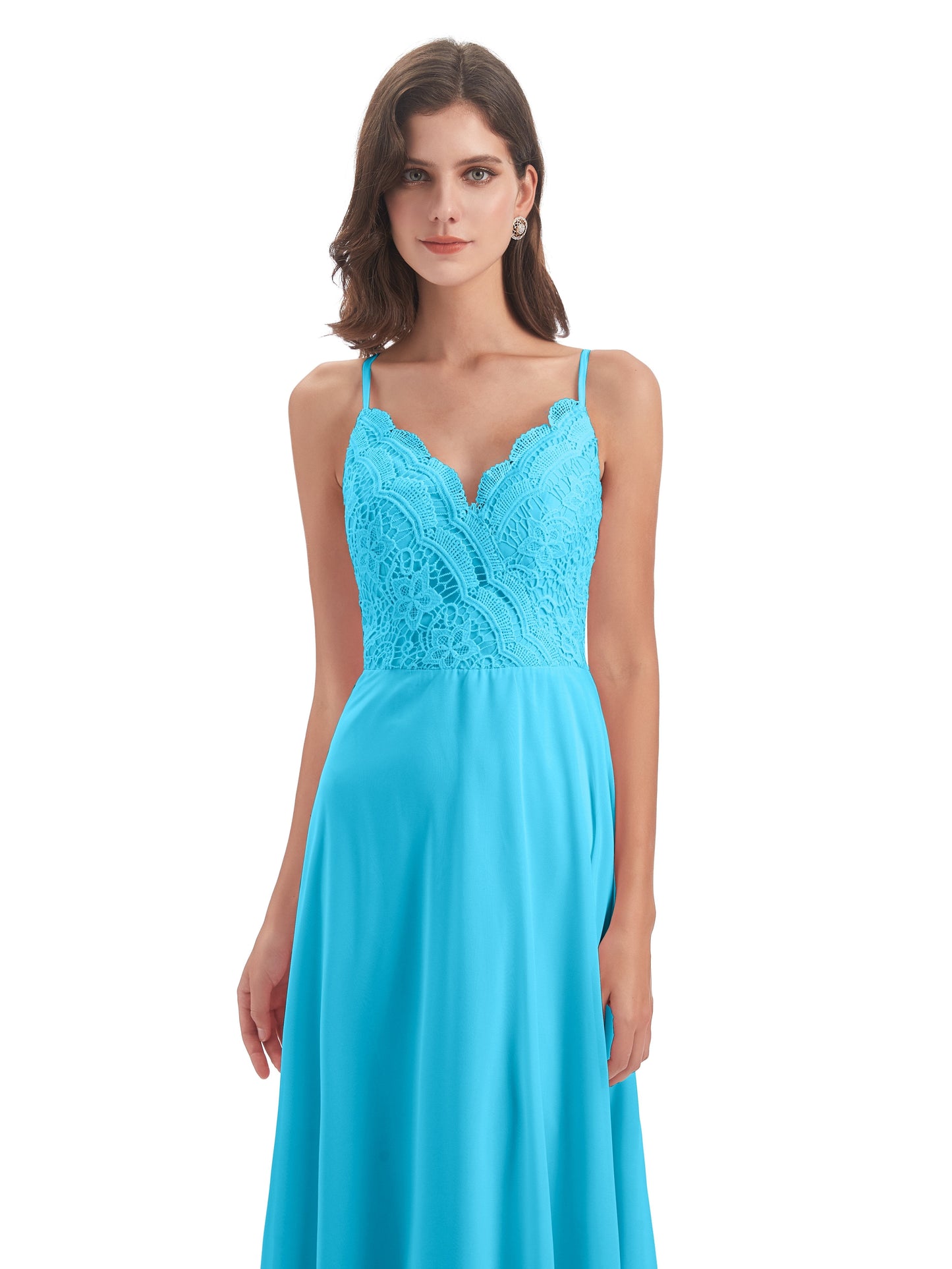 Alisa Spaghetti Straps Lace Bridesmaid Dresses