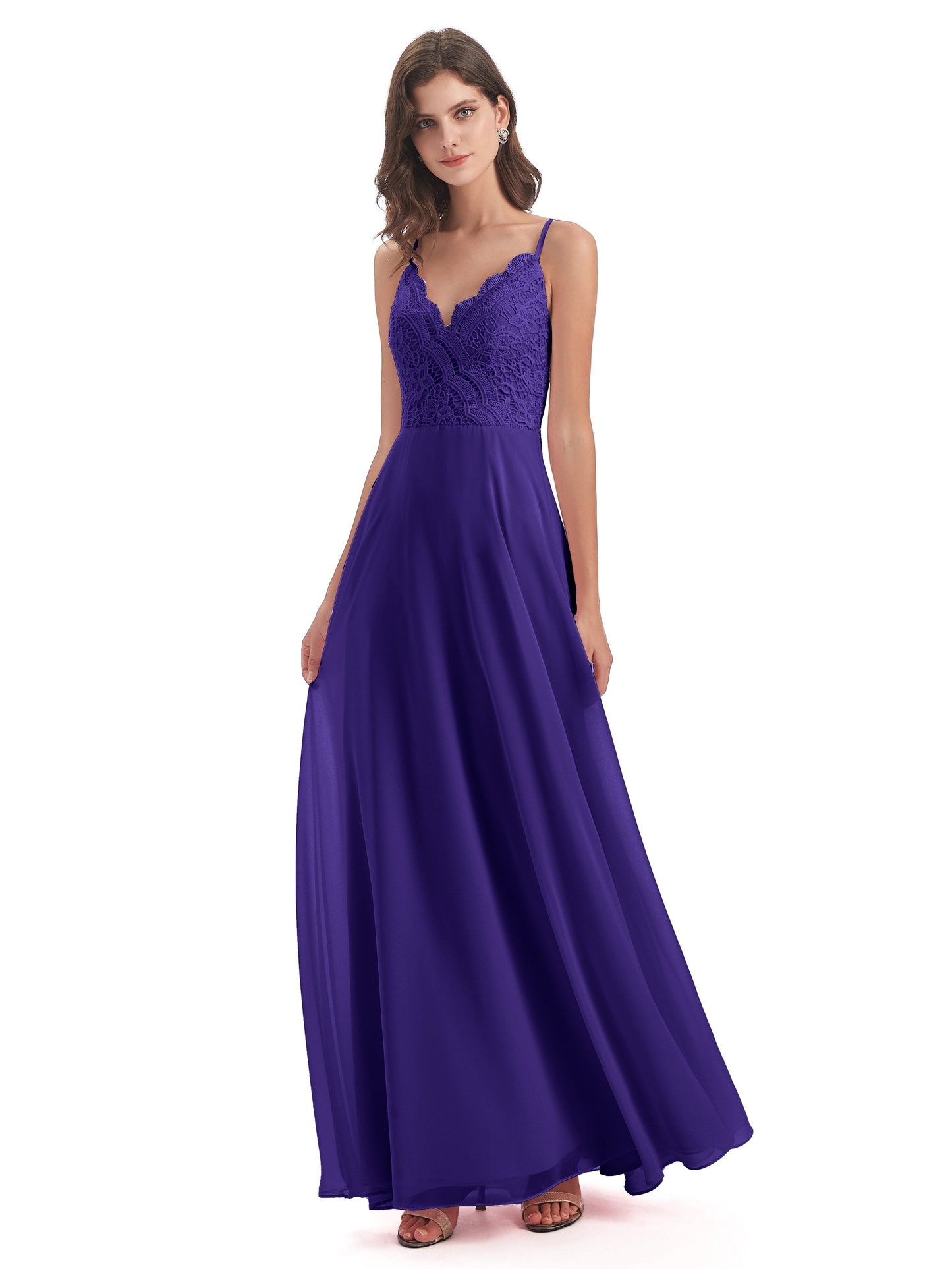 Alisa Spaghetti Straps Lace Bridesmaid Dresses