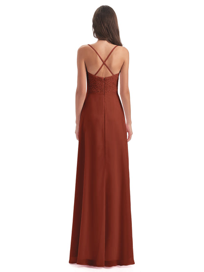 Alisa Spaghetti Straps Lace Bridesmaid Dresses