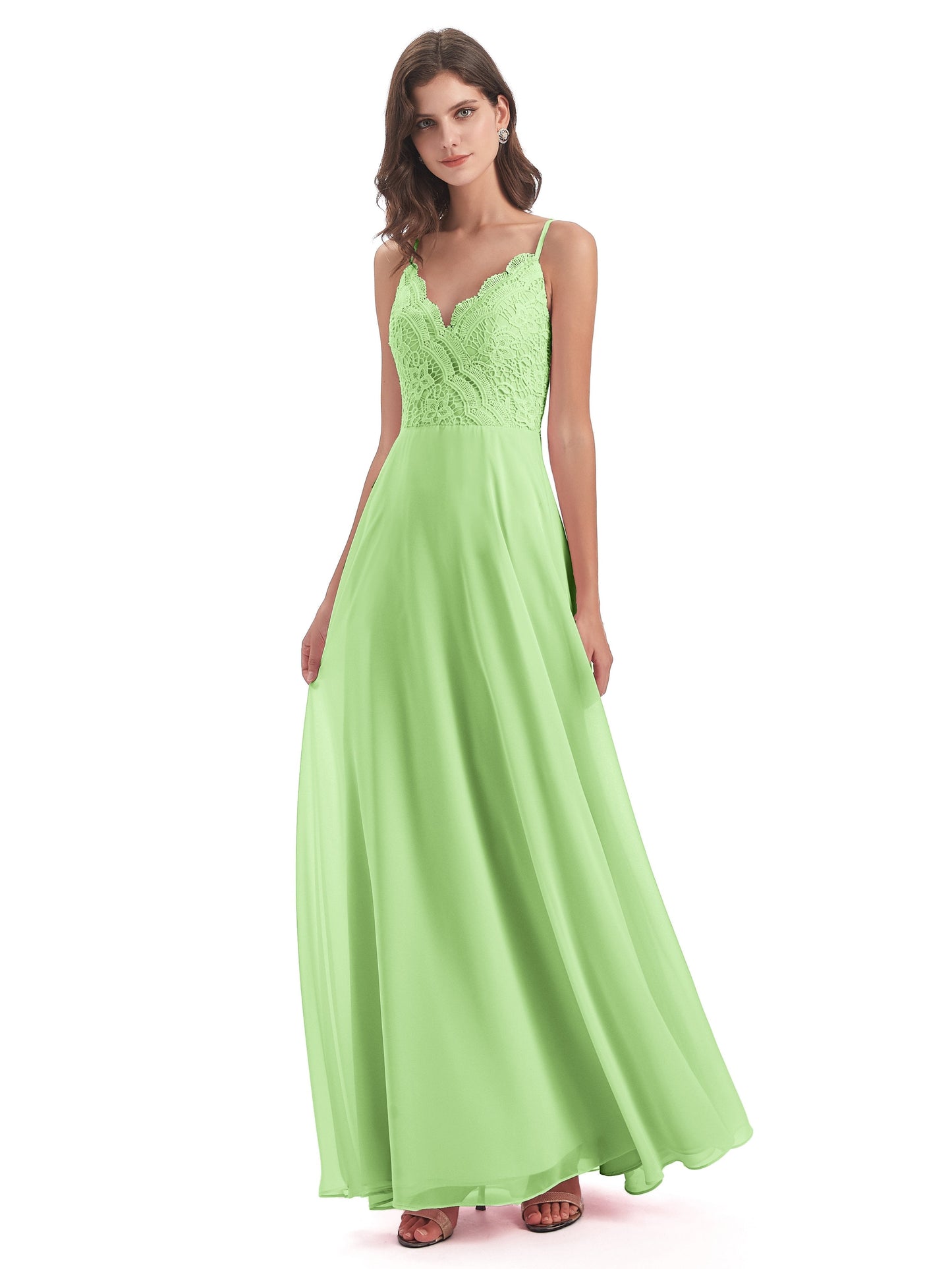 Alisa Spaghetti Straps Lace Bridesmaid Dresses