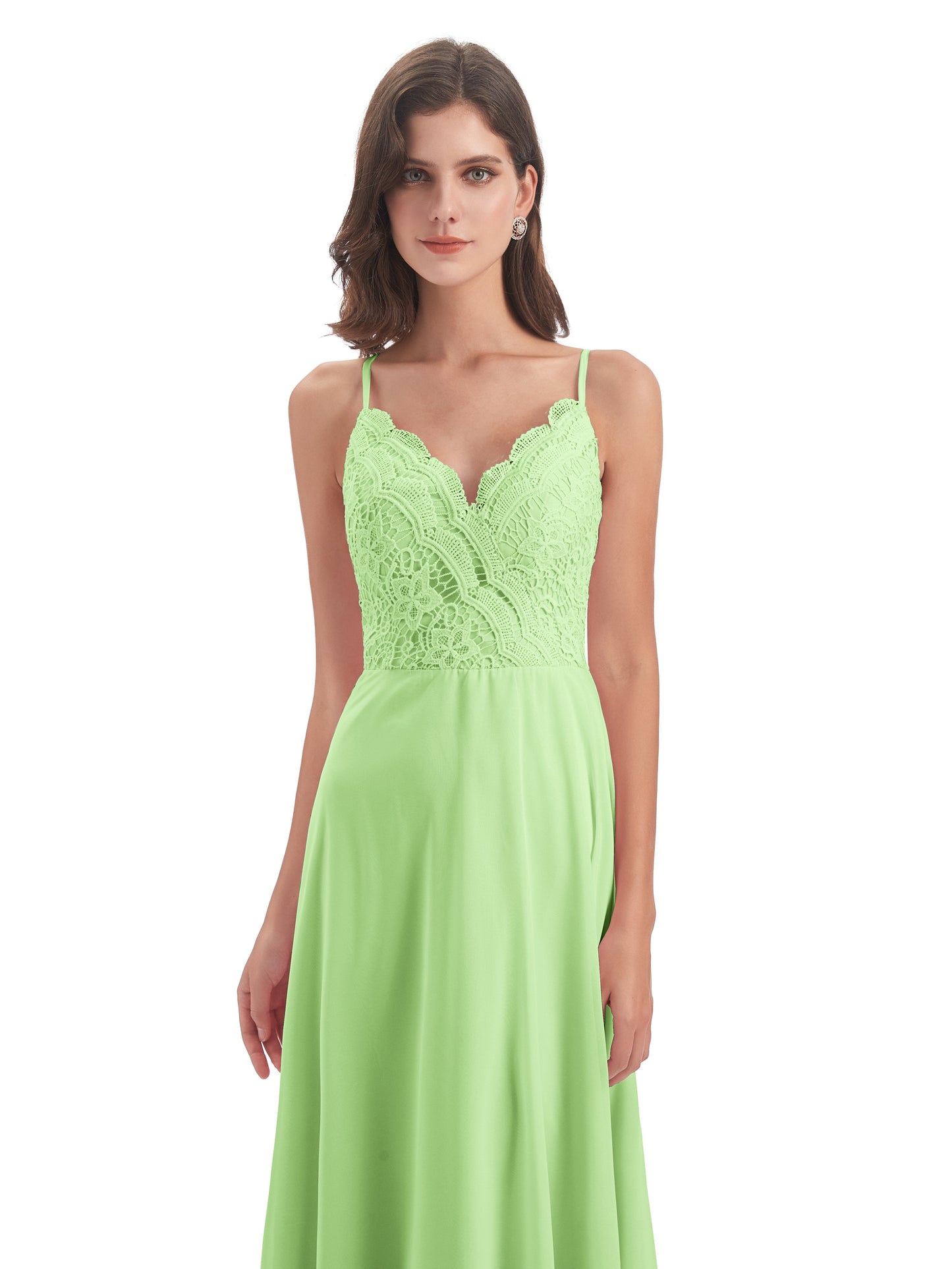 Alisa Spaghetti Straps Lace Bridesmaid Dresses