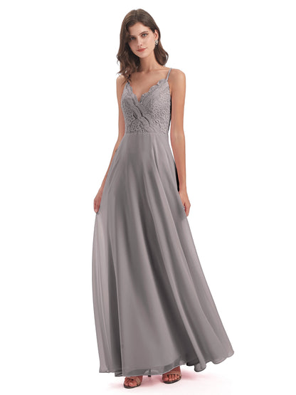 Alisa Spaghetti Straps Lace Bridesmaid Dresses