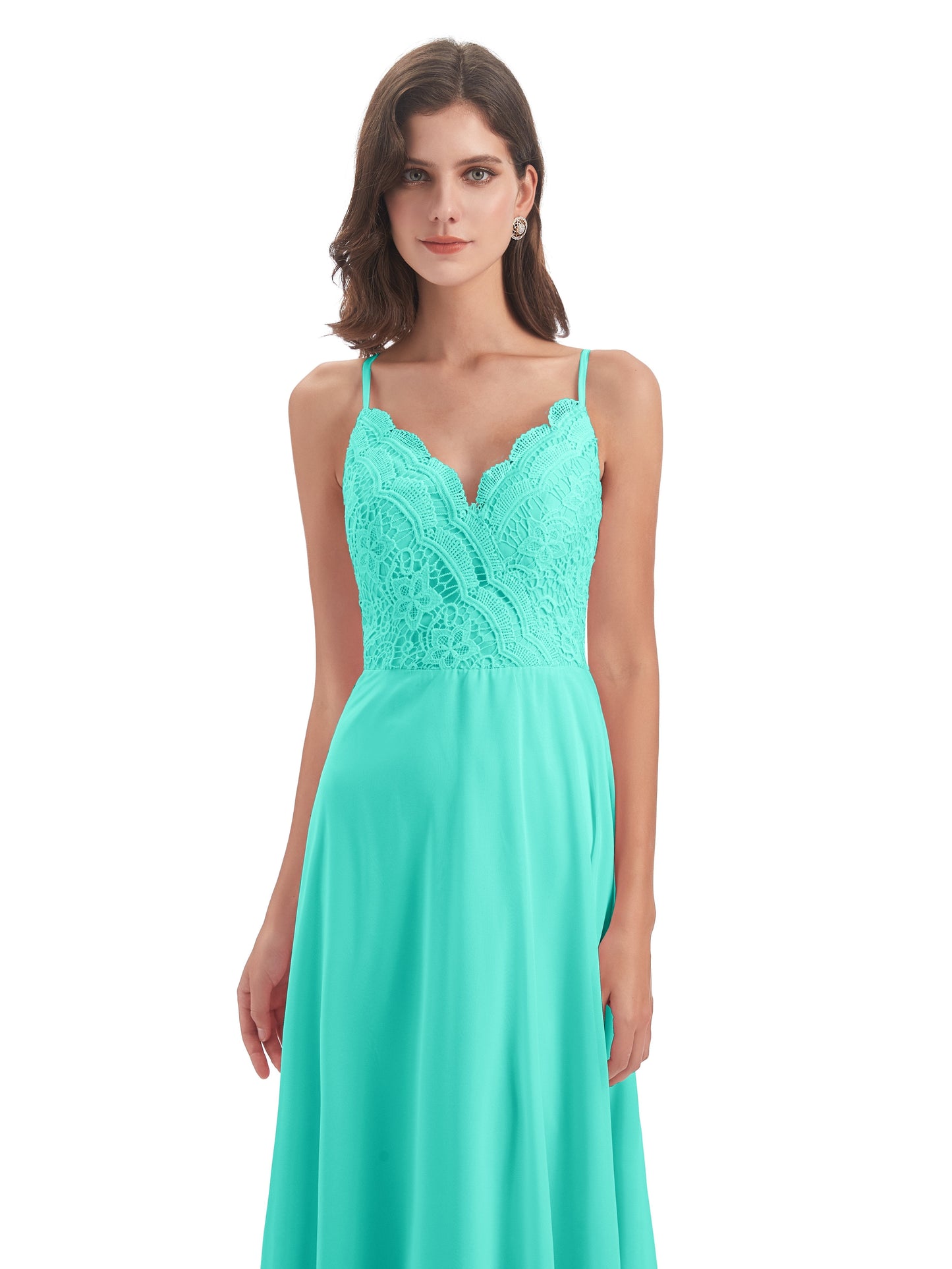 Alisa Spaghetti Straps Lace Bridesmaid Dresses