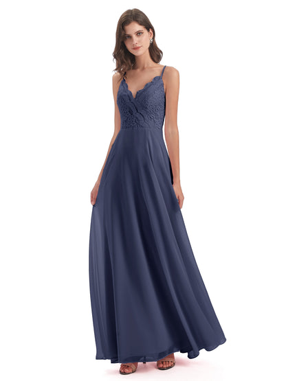 Alisa Spaghetti Straps Lace Bridesmaid Dresses