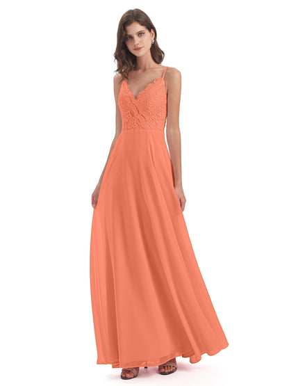Alisa Spaghetti Straps Lace Bridesmaid Dresses