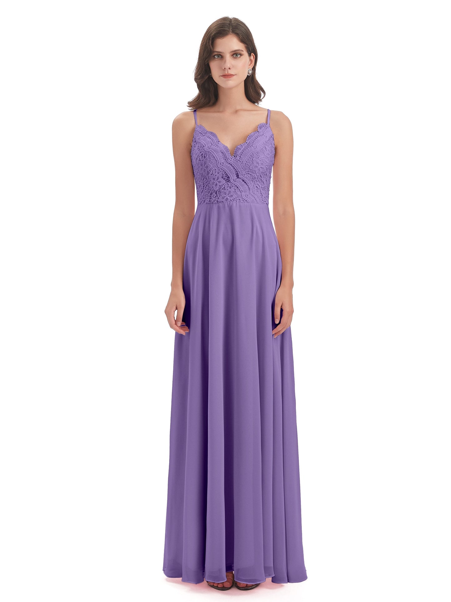 Alisa Spaghetti Straps Lace Bridesmaid Dresses