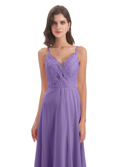 Alisa Spaghetti Straps Lace Bridesmaid Dresses