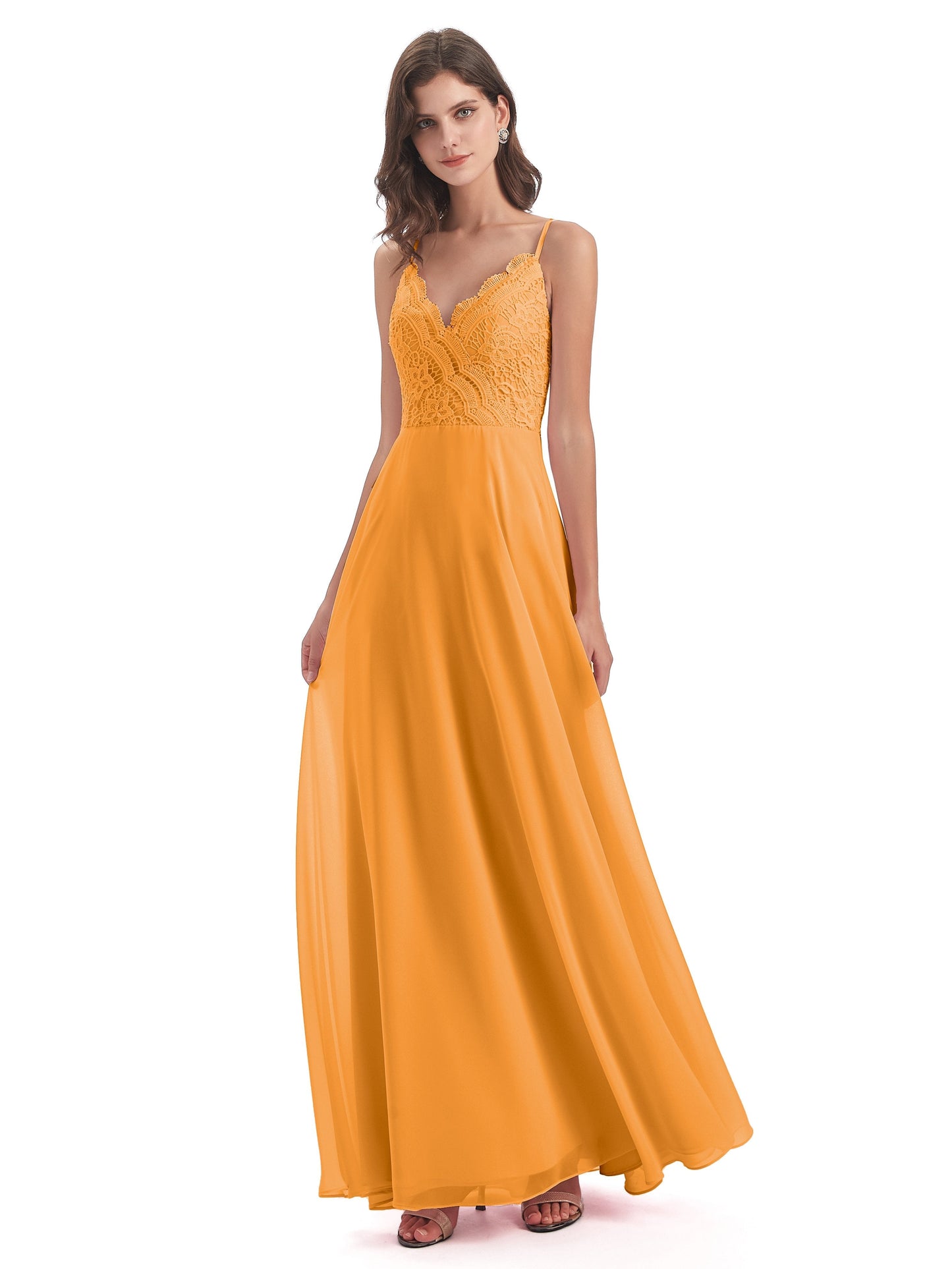 Alisa Spaghetti Straps Lace Bridesmaid Dresses
