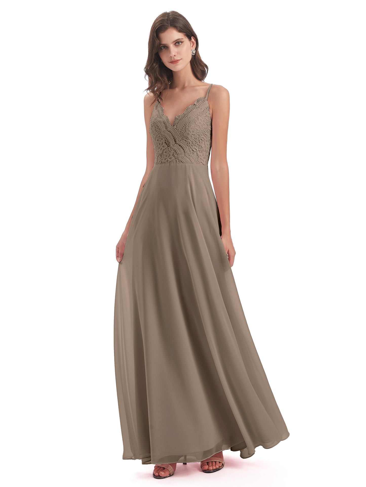 Alisa Spaghetti Straps Lace Bridesmaid Dresses