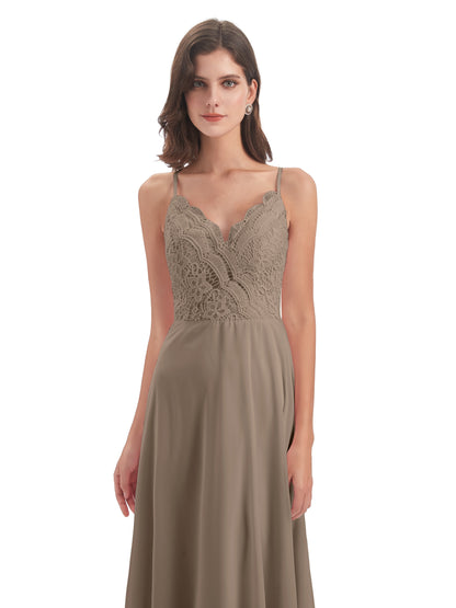 Alisa Spaghetti Straps Lace Bridesmaid Dresses