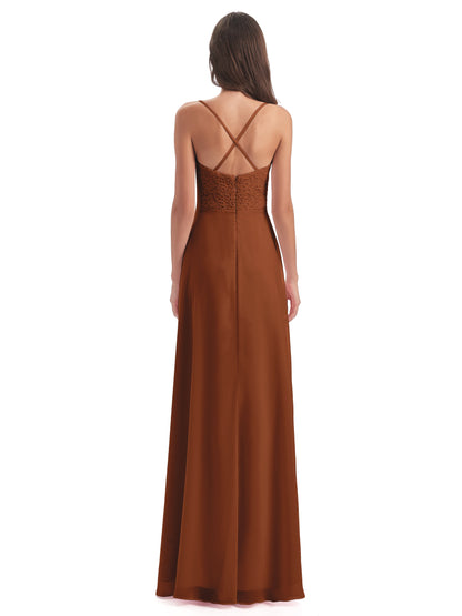 Alisa Spaghetti Straps Lace Bridesmaid Dresses