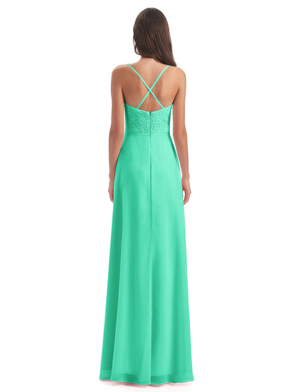 Alisa Spaghetti Straps Lace Bridesmaid Dresses