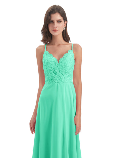 Alisa Spaghetti Straps Lace Bridesmaid Dresses