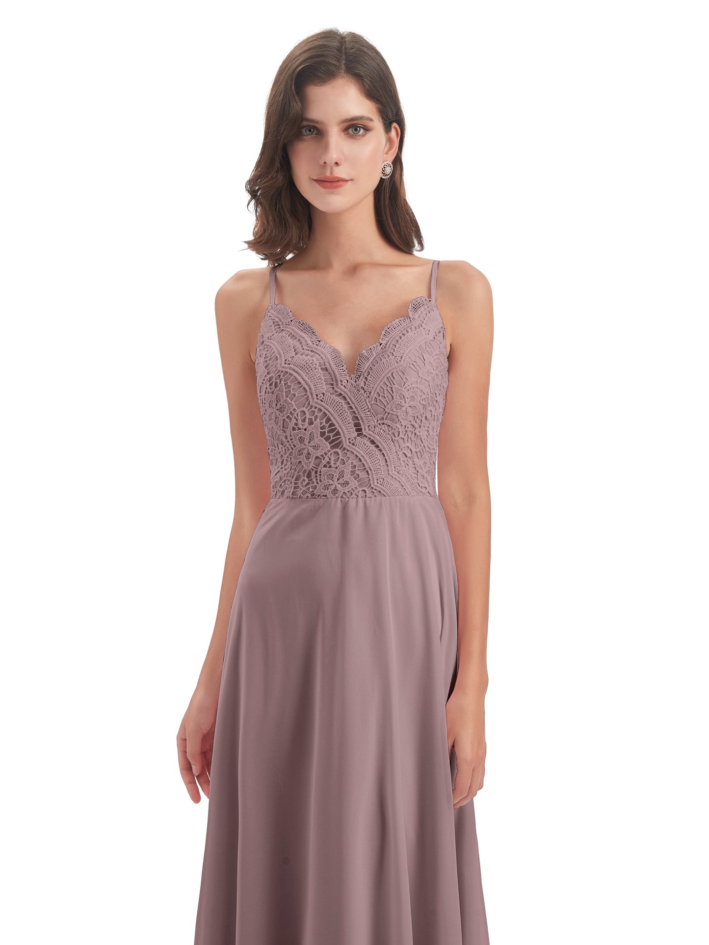 Alisa Spaghetti Straps Lace Bridesmaid Dresses