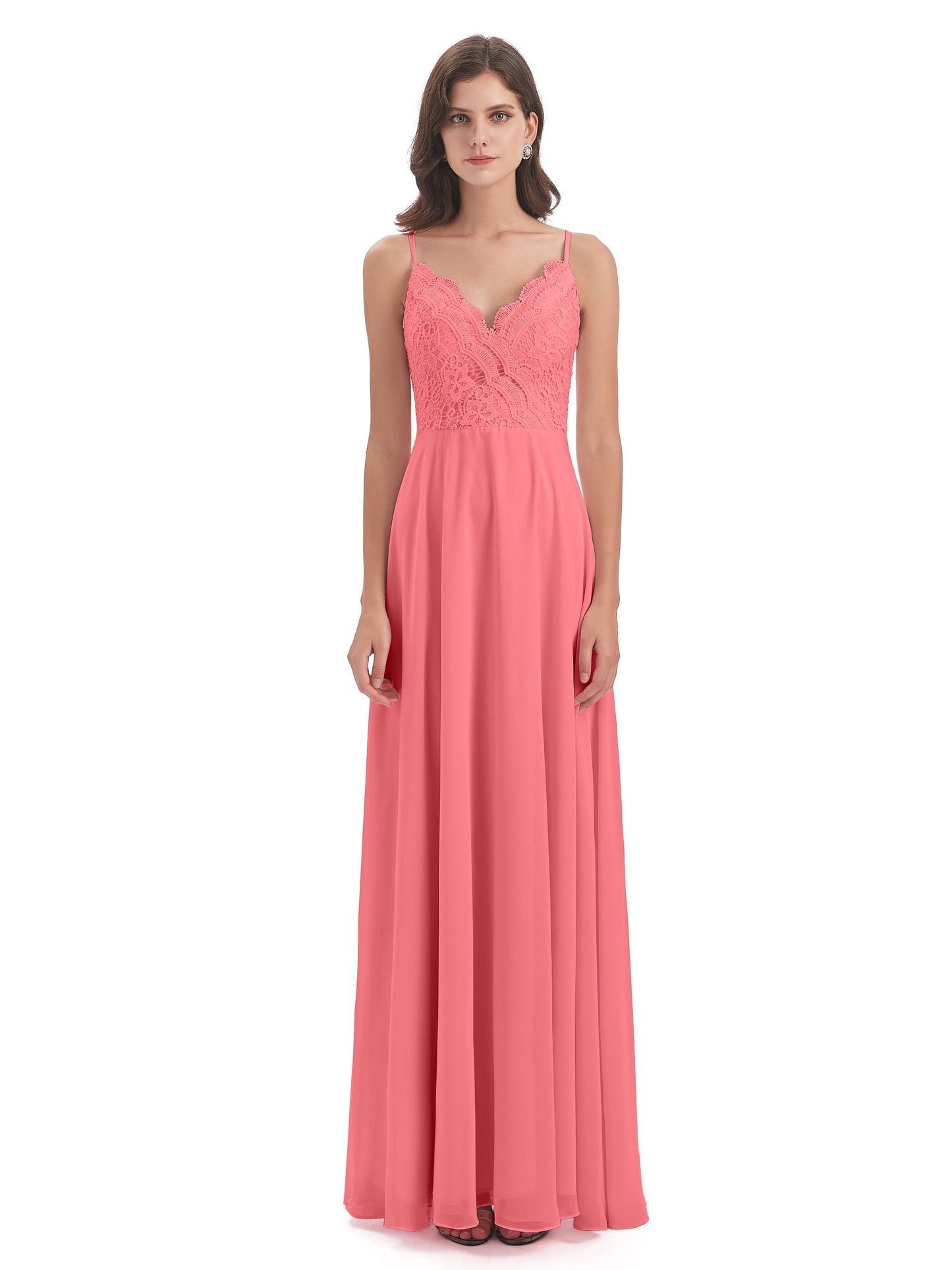 Alisa Spaghetti Straps Lace Bridesmaid Dresses