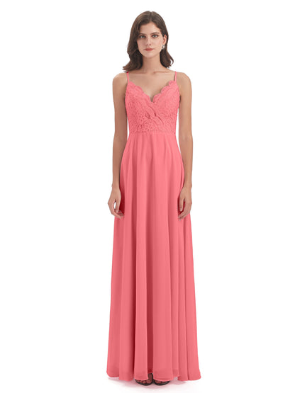 Alisa Spaghetti Straps Lace Bridesmaid Dresses