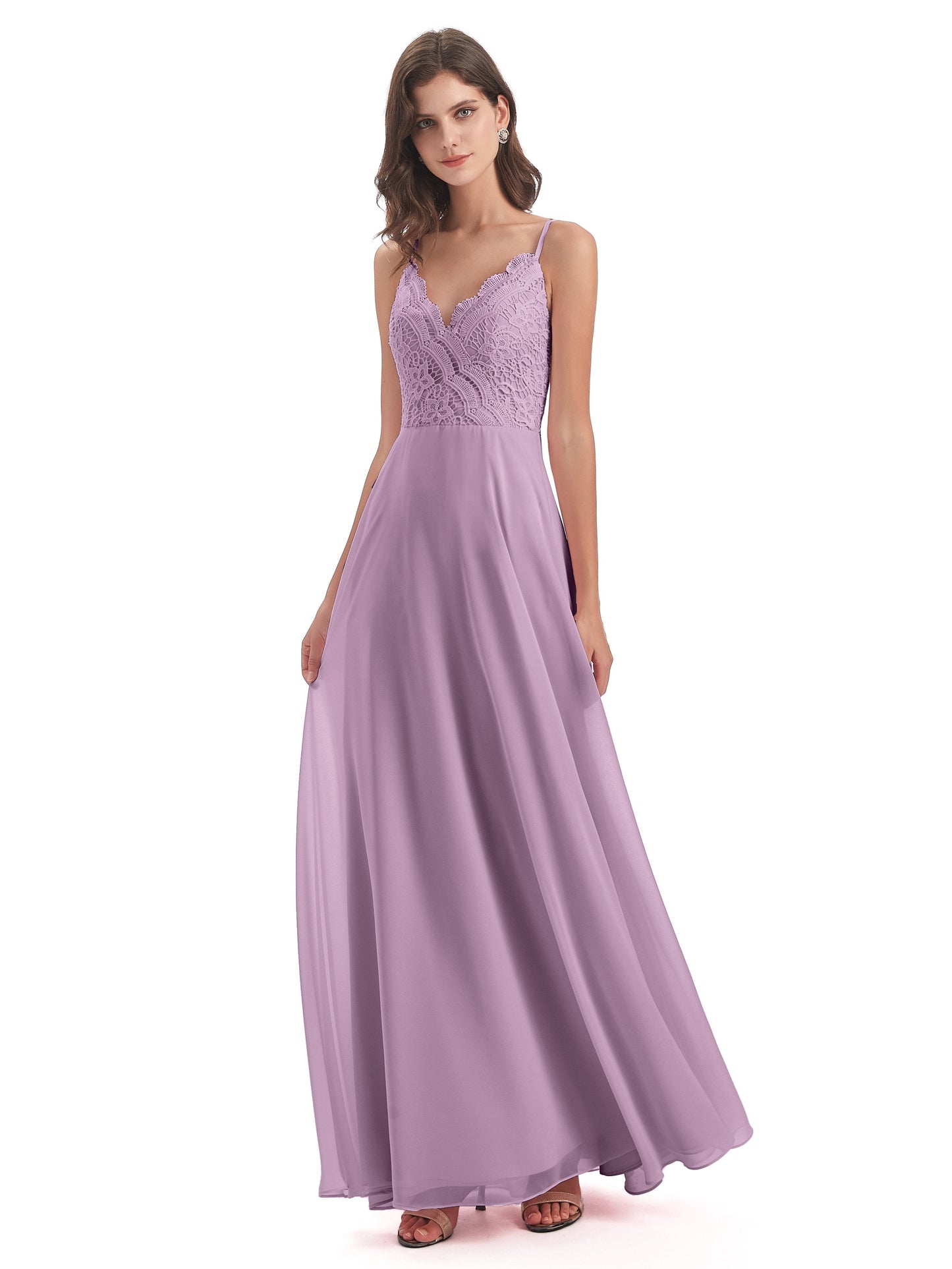 Alisa Spaghetti Straps Lace Bridesmaid Dresses