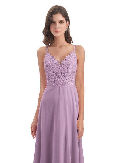 Alisa Spaghetti Straps Lace Bridesmaid Dresses