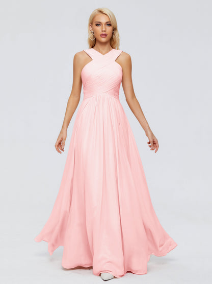 Aliyah A-line Straps Chiffon Bridesmaid Dresses