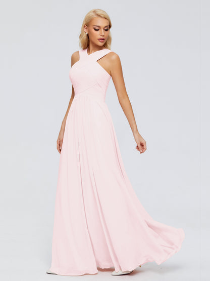 Aliyah A-line Straps Chiffon Bridesmaid Dresses