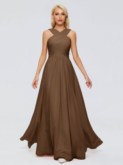 Aliyah A-line Straps Chiffon Bridesmaid Dresses