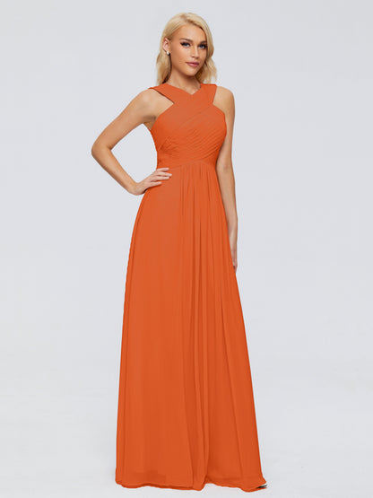Aliyah A-line Straps Chiffon Bridesmaid Dresses