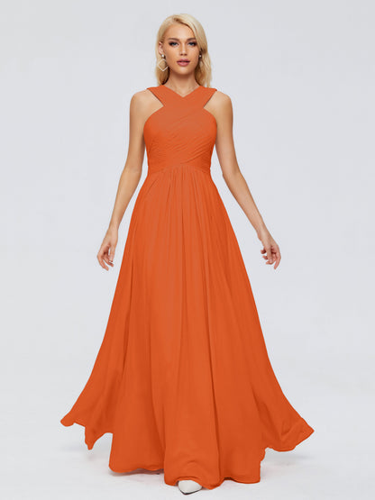 Aliyah A-line Straps Chiffon Bridesmaid Dresses