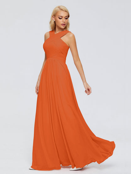 Aliyah A-line Straps Chiffon Bridesmaid Dresses