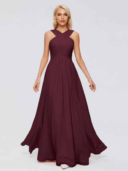 Aliyah A-line Straps Chiffon Bridesmaid Dresses