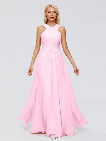 Aliyah A-line Straps Chiffon Bridesmaid Dresses
