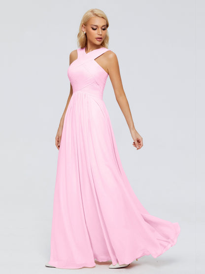 Aliyah A-line Straps Chiffon Bridesmaid Dresses