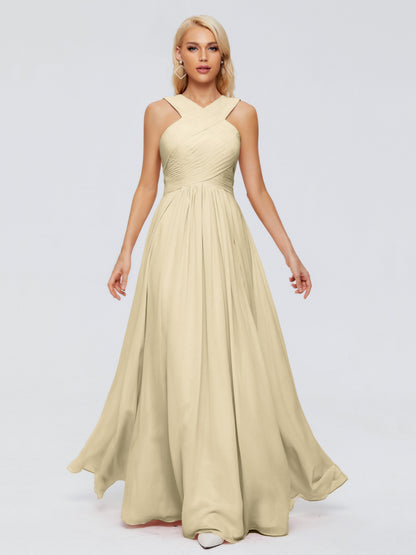 Aliyah A-line Straps Chiffon Bridesmaid Dresses