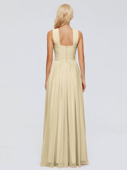 Aliyah A-line Straps Chiffon Bridesmaid Dresses