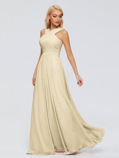 Aliyah A-line Straps Chiffon Bridesmaid Dresses