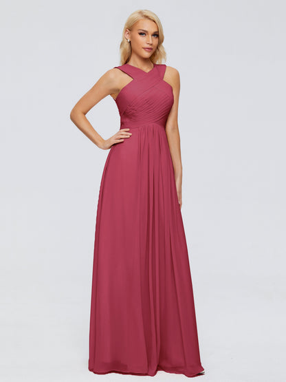 Aliyah A-line Straps Chiffon Bridesmaid Dresses