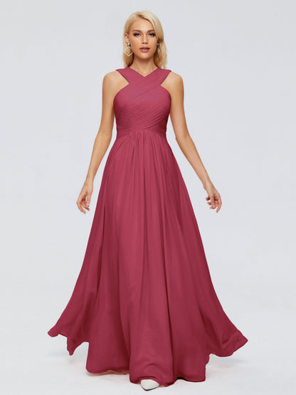 Aliyah A-line Straps Chiffon Bridesmaid Dresses