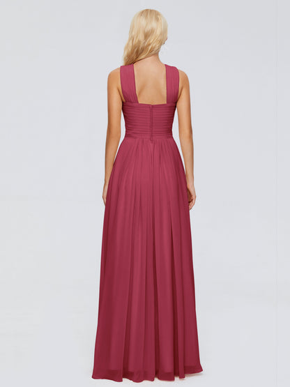Aliyah A-line Straps Chiffon Bridesmaid Dresses