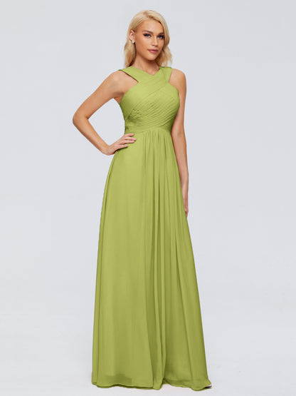 Aliyah A-line Straps Chiffon Bridesmaid Dresses