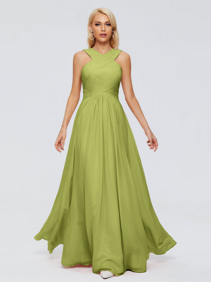 Aliyah A-line Straps Chiffon Bridesmaid Dresses